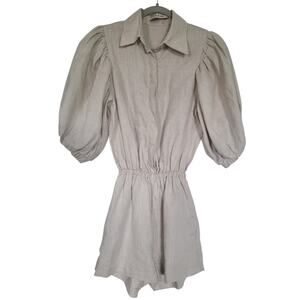 The Femm Zoe Linen Puff Sleeve Romper Size XS